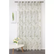 Mila - zöld-fehér színű voile, levélmintával, max. 300 cm magas