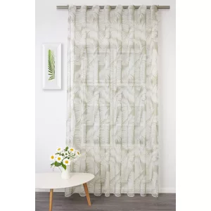   Mila - zöld-fehér színű voile, levélmintával, max. 300 cm magas