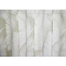 Mila - zöld-fehér színű voile, levélmintával, max. 300 cm magas