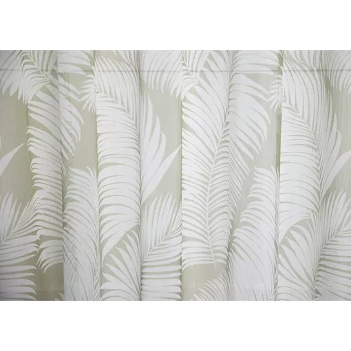 Mila - zöld-fehér színű voile, levélmintával, max. 300 cm magas