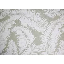 Mila - zöld-fehér színű voile, levélmintával, max. 300 cm magas