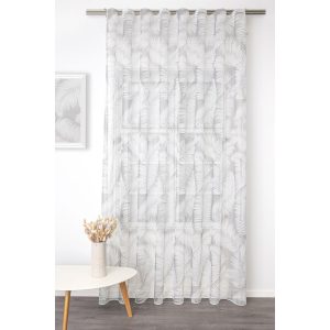   Mila - szürke-fehér színű voile, levélmintával, max. 300 cm magas