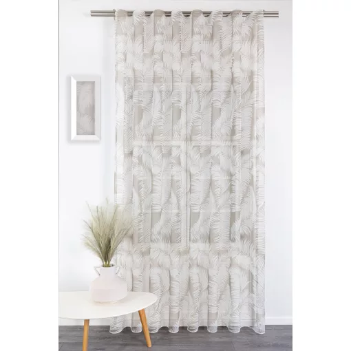 Mila - drapp-fehér színű voile, levélmintával, max. 300 cm magas