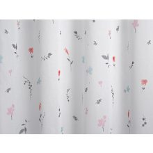  Mimi - fehér batiszt, piros-rózsaszín-sötétzöld, nyomott virágmintával, max. 290 cm magas