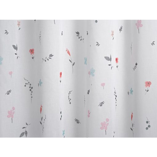  Mimi - fehér batiszt, piros-rózsaszín-sötétzöld, nyomott virágmintával, max. 290 cm magas