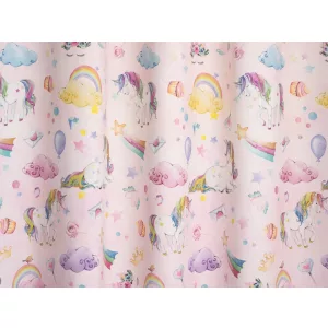   Rainbow Unicorn - rózsaszín pamutvászon, színes gyerekmintával