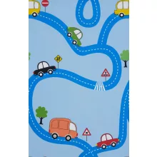 Street - dekorvászon, világoskék alapon, színes minta
