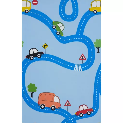 Street - dekorvászon, világoskék alapon, színes minta