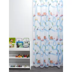   Street - fehér voile, színes, autós mintával, max. 290 cm magas