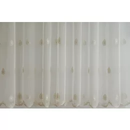   T/143 - natúr színű, hímzett tüll, klasszikus, ekrü mintával, max. 275 cm magas