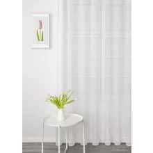  T/526 - hímzett, fehér, levélmintás voile, max. 285 cm magas