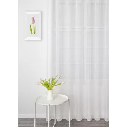    T/526 - hímzett, fehér, levélmintás voile, max. 285 cm magas