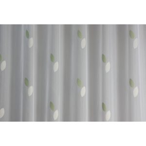    Tiria - fehér voile, zöld- és krémszínű levélmintával, max. 290 cm magas
