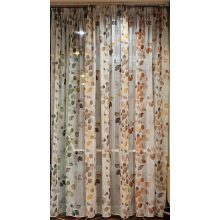  Trude - fehér voile, barna-sárga levélmintával, max. 290 cm magas