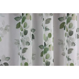    Trude - fehér voile, zöld nyomott levélmintával, max. 290 cm magas