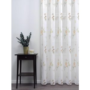    Vilde - fehér szablé, zöld-barack színű virágmintával, max. 295 cm magas