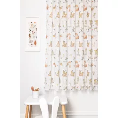    Woody - fehér voile, erdei állatos mintával, max. 290 cm magas