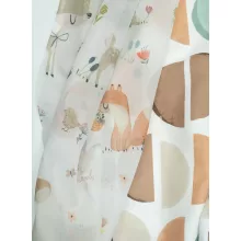  Woody - fehér voile, erdei állatos mintával, max. 290 cm magas