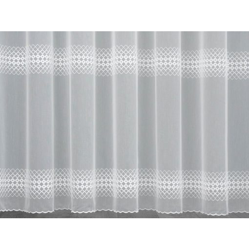 Zolna - fehér, hímzett tüll, geometriai mintával, max. 295 cm magas